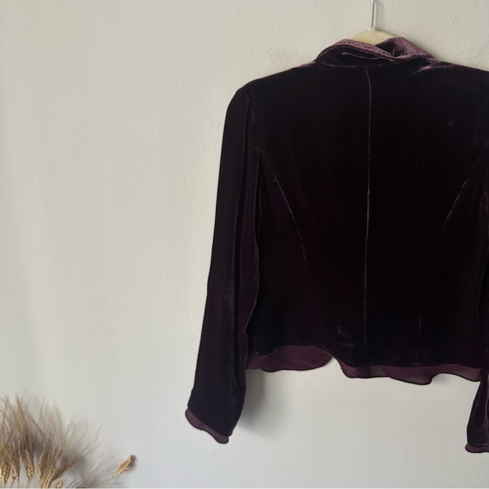 The Limited Vintage Velour Holiday Front Tie Blazer in Burgundy Small Holiday - Picture 10 of 10